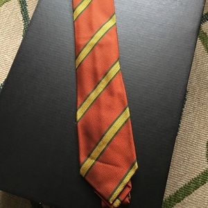 Burberry Slim silk Tie Orange Yellow Green Stripe